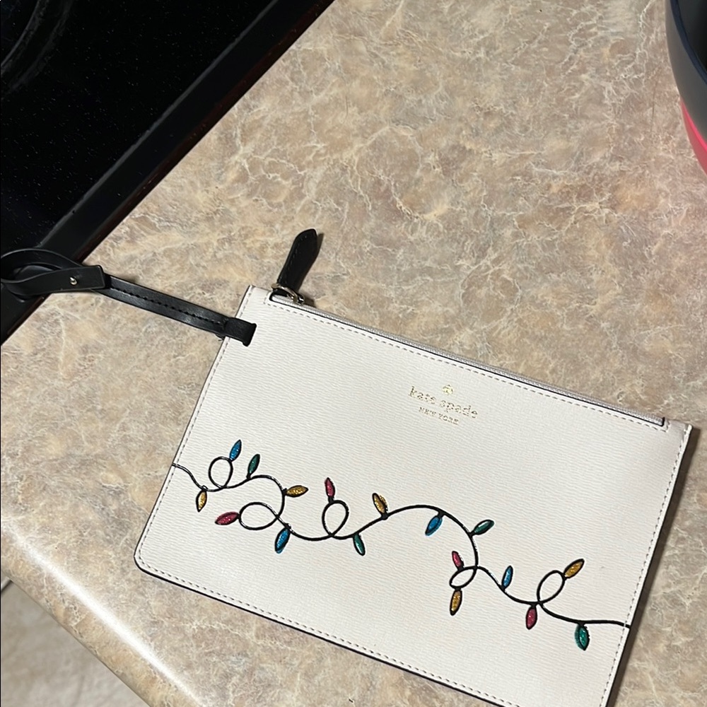 Kate Spade White Wristlet with Colorful Lights